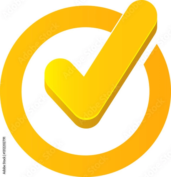 Fototapeta vector modern yellow and golden checkmark icon isolated on transparent background. Gold Check mark png clip art sign and symbol