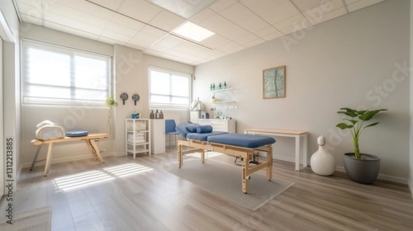 Fototapeta Clean space in a physiotherapy setting suitable for adding captions.