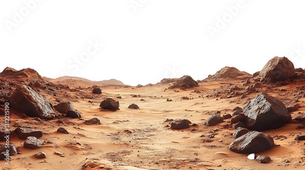 Fototapeta Mars landscape on a transparent background. PNG
