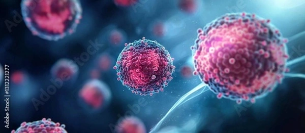 Fototapeta Artistic depiction highlighting the complexity of cancer cells in 3D.