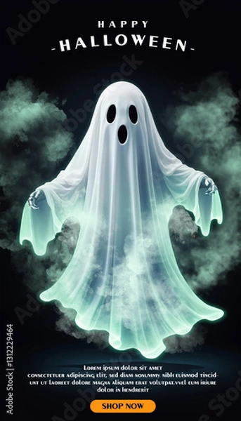 Obraz creepy ghost of a halloween background design banner template