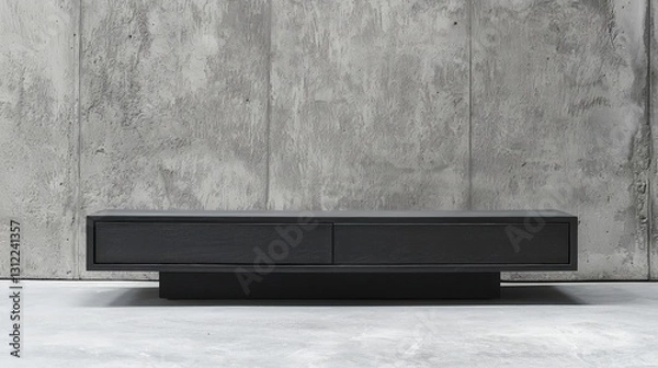 Fototapeta Modern Black Two-Drawer Low Media Console Table
