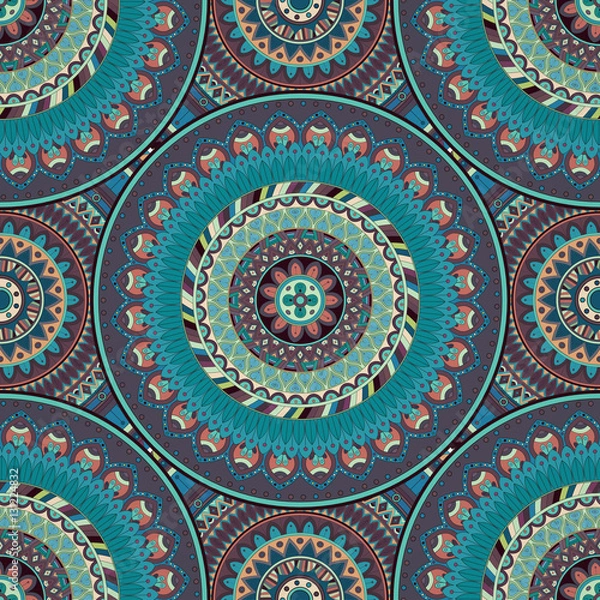 Fototapeta Ornate floral seamless texture, endless pattern with vintage mandala elements.