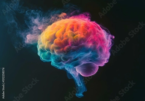 Fototapeta Abstract Colorful Brain with Smoky Trails