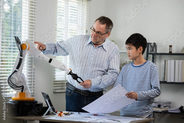 Fototapeta Engineer Mentoring Student in Robotics Learning
