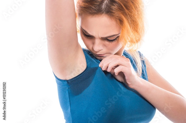 Obraz Young woman having sweating problem
