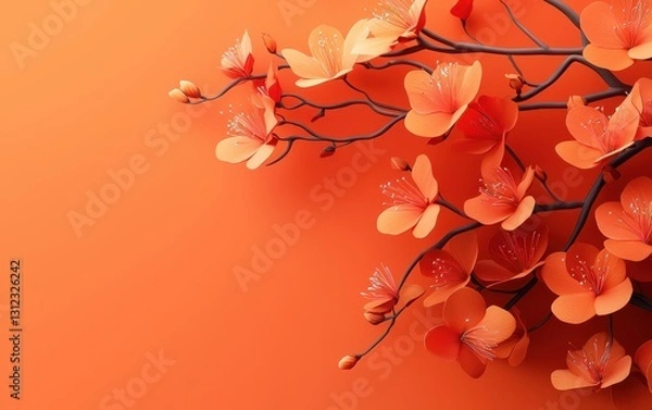 Obraz Spring 3D minimalistic deep orange background