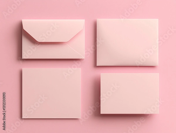 Fototapeta Pastel Envelope and Card Mockup for Branding, Invitations, and Social Media