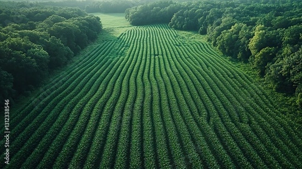 Obraz an aerial view of a lush wheat field highlighting the intricate patterns created by the crops