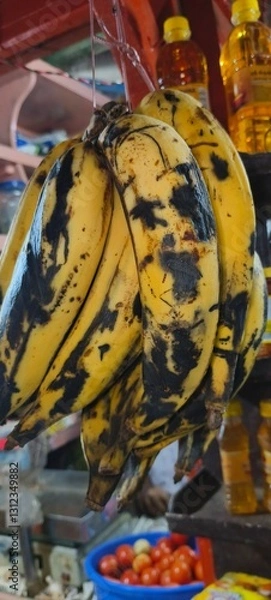 Fototapeta Plantains are a type of banana, but unlike sweet dessert bananas, they are starchy, firmer, and usually cooked before eating