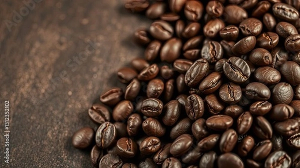 Fototapeta Aromatic Roasted Coffee Beans Close Up Dark Brown Background