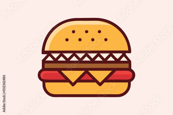 Obraz Minimalist Burger Illustration Logo Design