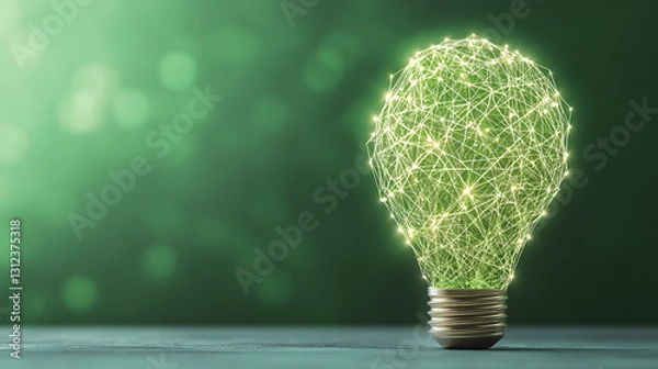 Fototapeta Iconic representation of the ESG concept with green background, emphasizing sustainability, environmental, social, and governance values, perfect for corporate responsibility themes.
