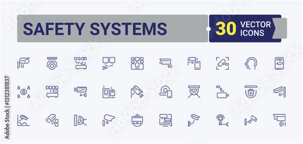 Obraz Safety Systems icon collection. Includes icons for surveillance, computer, web, check and more. Thin icon design. Minimalistic icon collections.