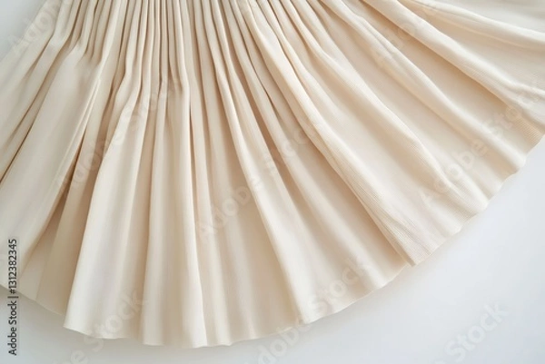 Obraz Pleated fabric in soft beige color arranged elegantly on a white surface