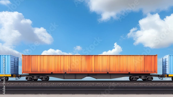 Obraz freight train with cargo containers AI generative 