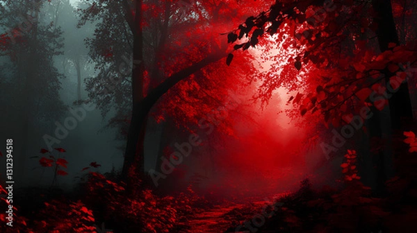 Obraz dark forest in the forest AI generative 