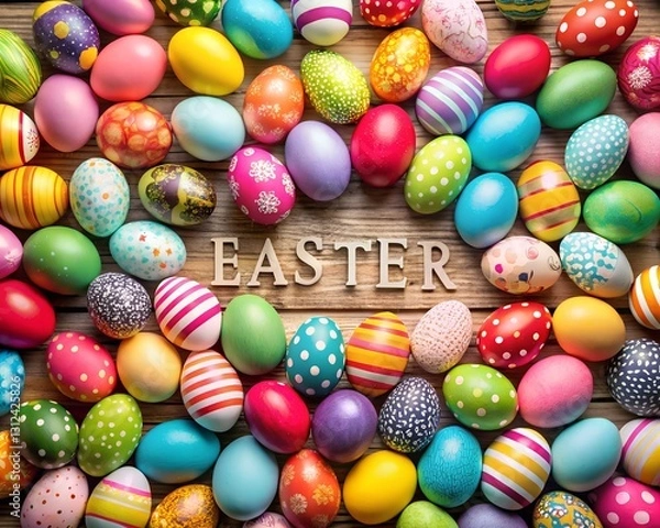 Fototapeta easter eggs background with copy space 
