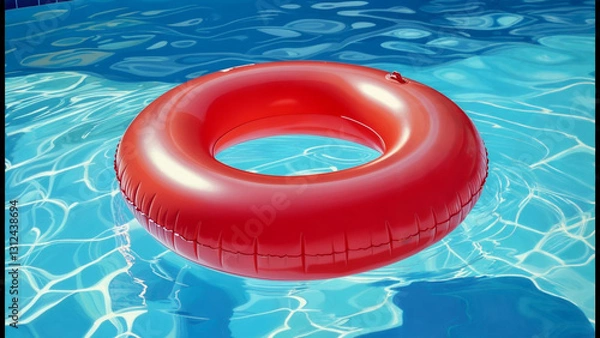 Obraz プールに浮かんでいる浮き輪