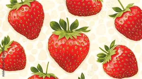 Fototapeta Strawberries pattern on background use for fruit print, textile, wallpaper, packaging, or food industry