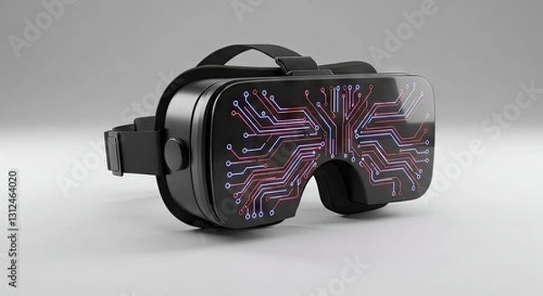 Obraz Futuristic VR Headset with Digital Internet Network Overlay

