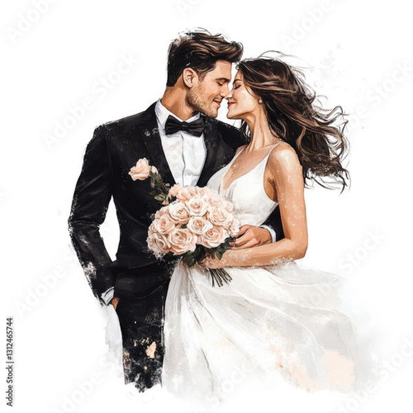 Obraz bride and groom kissing