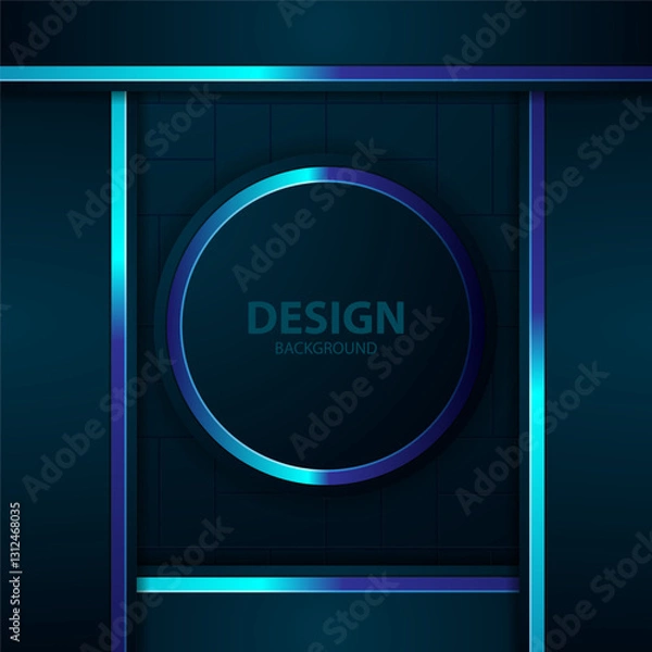 Fototapeta Dark Blue Circular Design Background (1)