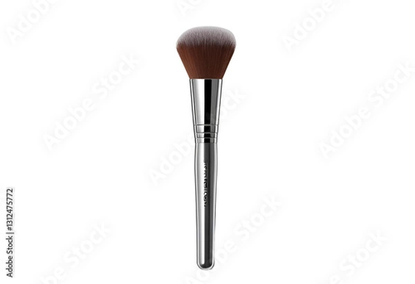 Fototapeta Elegant silver makeup brush with soft bristles, isolated on a background.