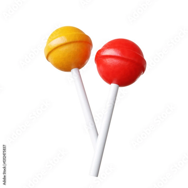 Obraz Red and orange lollipop candies isolated on white background