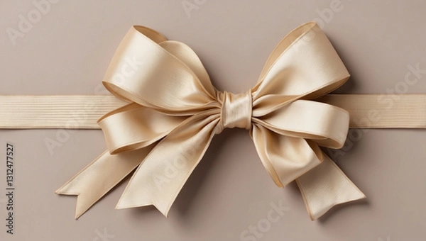 Fototapeta Elegant Beige Ribbon and Bow: Perfect for Adding a Touch of Class to Gifts