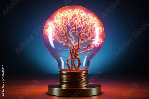 Obraz Light bulb on a wooden table