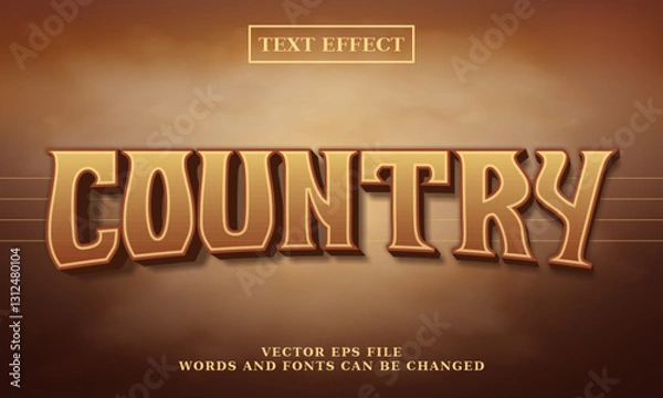 Obraz Editable 3d country text effect. Classic western font style