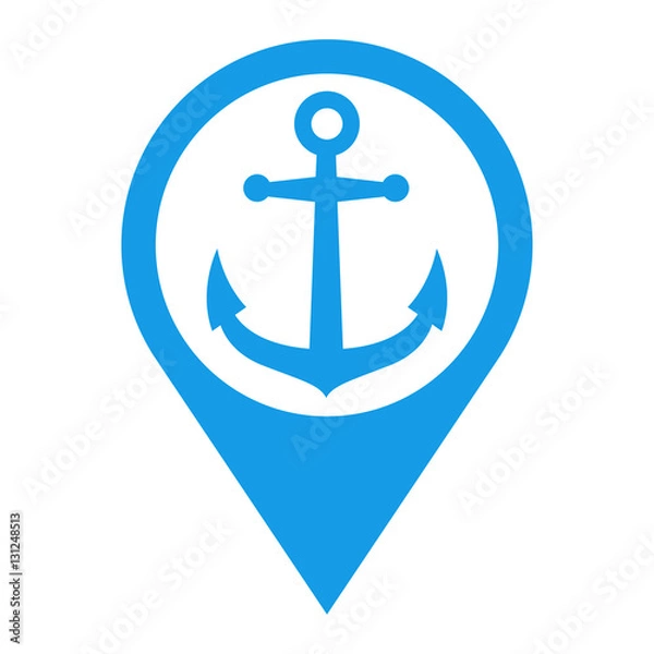 Fototapeta Icono plano localizacion ancla azul