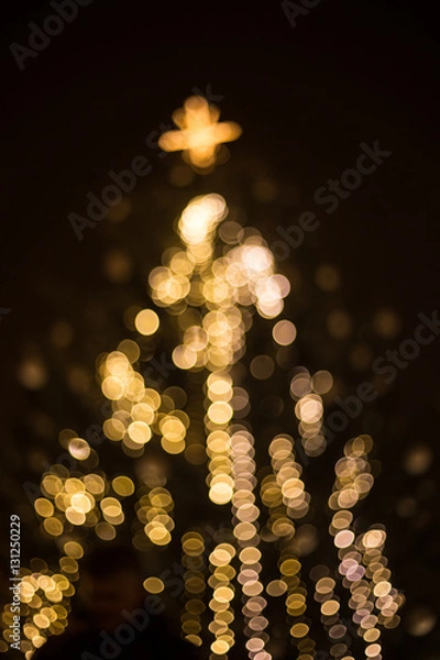 Fototapeta Bokeh of big christmas light tree
