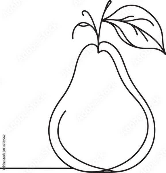 Fototapeta Pear Line Drawing Vector. Modern Fruit Art