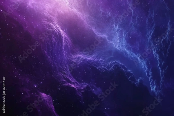 Fototapeta An expansive cosmic nebula displays vivid shades of purple and blue, swirling through the vastness of space, creating an ethereal and captivating visual