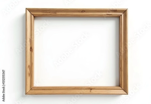 Obraz wooden photo frame isolated on white background, picture border decoration on wall, copy space, blank, empty image
