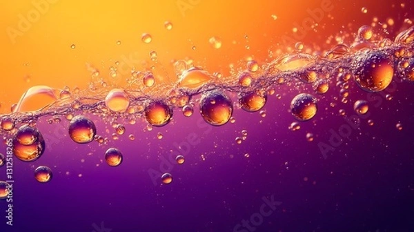 Fototapeta deep purple and orange abstract background with floating bubbles and soft gradients, sleek and futuristic, artistic and modern composition