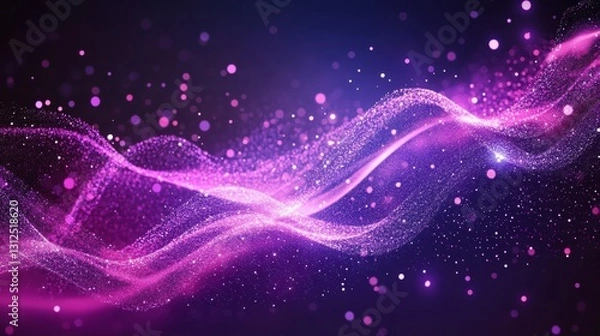 Fototapeta deep purple and pink abstract background with floating triangular patterns and glowing highlights, futuristic and elegant, artistic and high-tech design