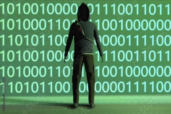 Obraz A hacker and binary code