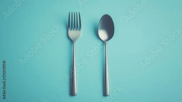 Fototapeta Two silverware utensils, a fork and a spoon