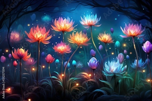 Obraz Fabulous flowers in a moonlight