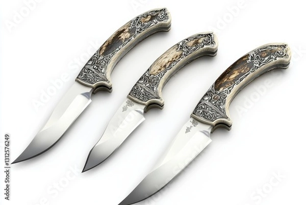 Obraz 3D Knife Set Isolated and White Background