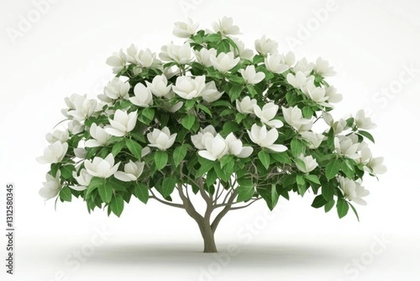 Fototapeta 3D Magnolia Tree Isolated and White Background