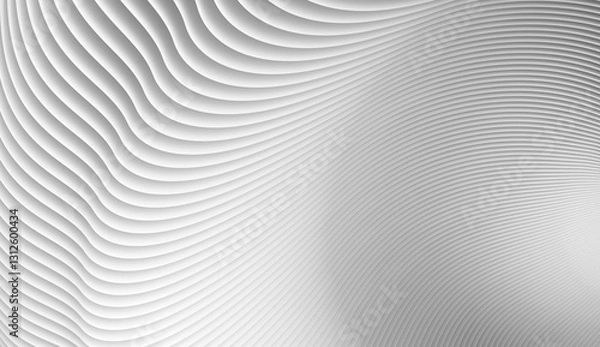 Fototapeta Graphic 3D rendering of white background, wavy lines form intricate elegant abstract striped pattern.