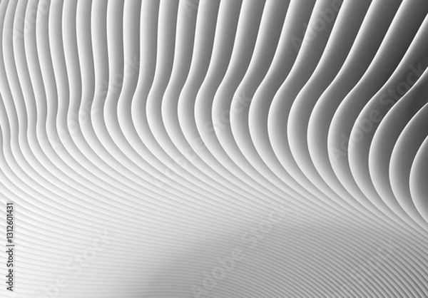 Fototapeta Graphic 3D rendering of white background, wavy lines form intricate elegant abstract striped pattern.