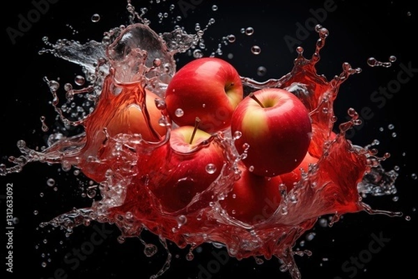Obraz Red apples in a water splash