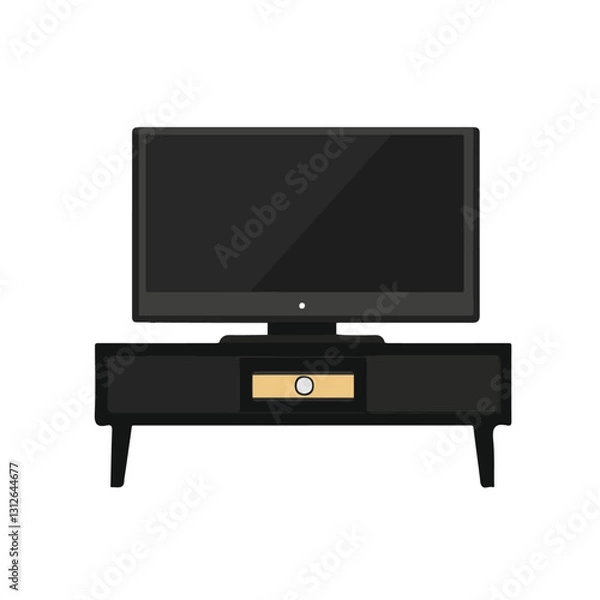 Fototapeta 2D flat vector illustration TV stand icon isolated on a white background.

