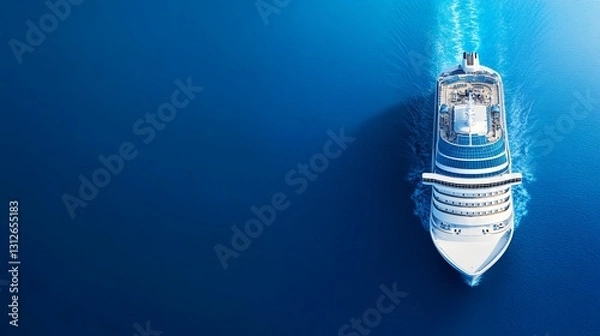 Obraz An aerial view reveals a cruise ship sailing on the ocean