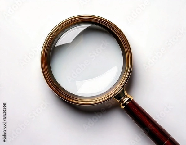 Fototapeta Magnifying glass searching concept on white background. Generated image